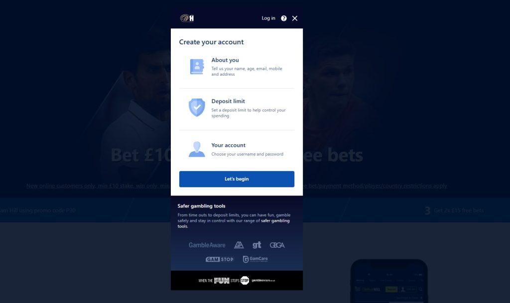 آموزش ثبت‌نام در William Hill