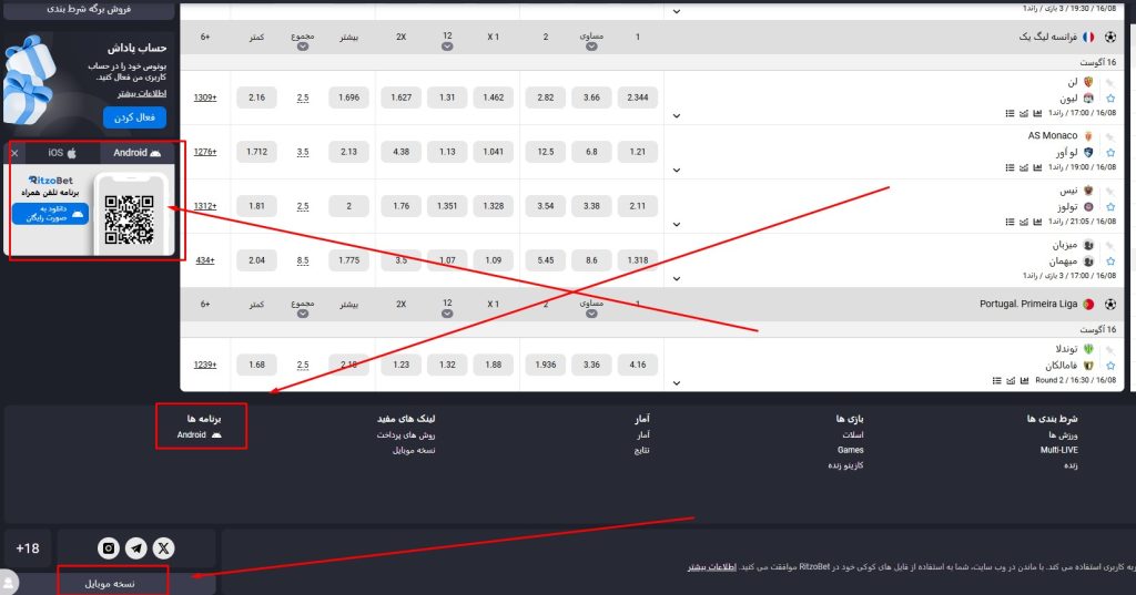 اپلیکیشن RItzoBet